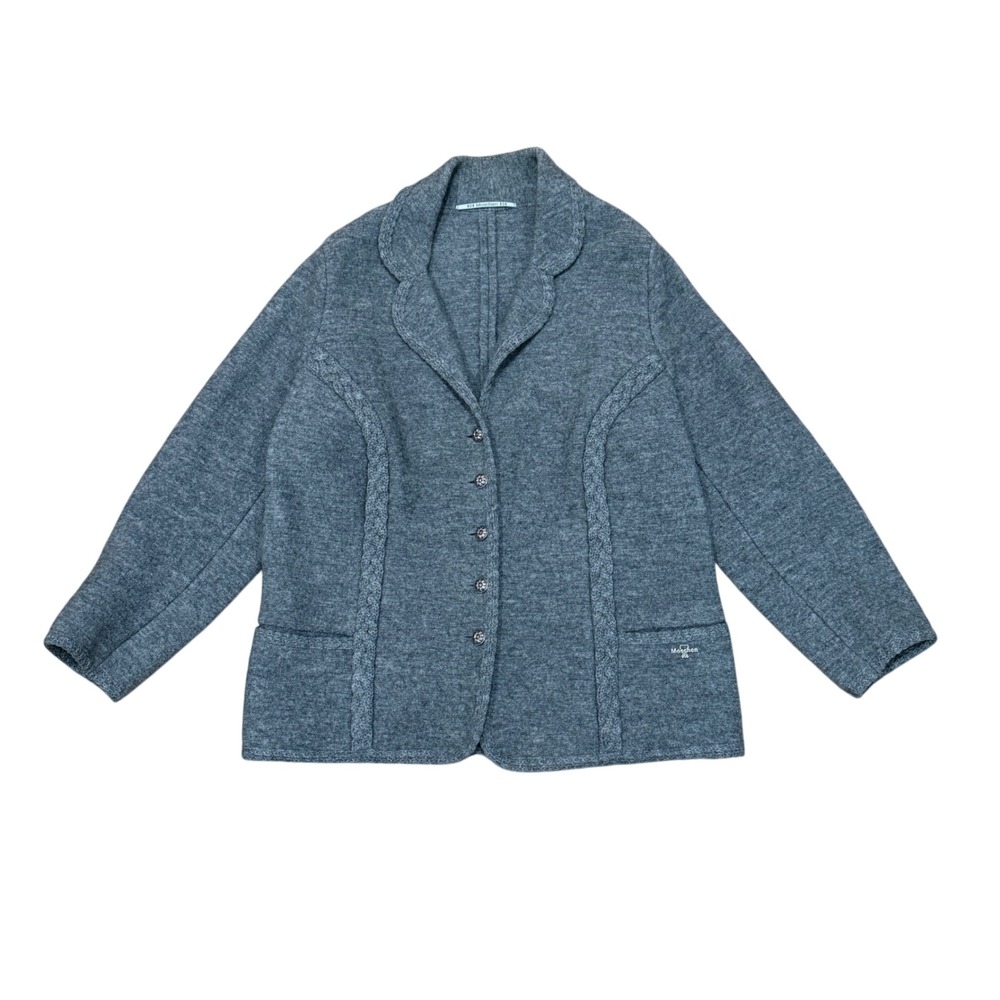 Moschen Bayern Womens Grey Boiled Wool Jacket Braided Trim Austrian Blazer XL